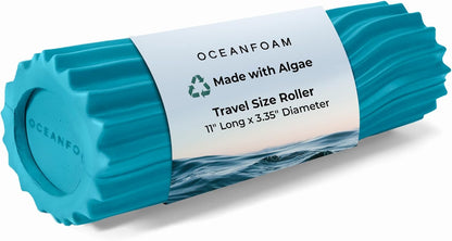 Ripple Travel Foam Roller (11" x 3.35") Firm Mini Foam Roller for Physical Therapy, Deep Tissue Massage, Back Pain - High Density, Ergonomic Wave Textured - Yoga, Pilates, Exercise (Seafoam) - Colors B