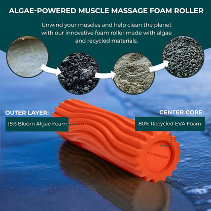 Ripple Travel Foam Roller (11" x 3.35") Firm Mini Foam Roller for Physical Therapy, Deep Tissue Massage, Back Pain - High Density, Ergonomic Wave Textured - Yoga, Pilates, Exercise (Seafoam) - Colors B
