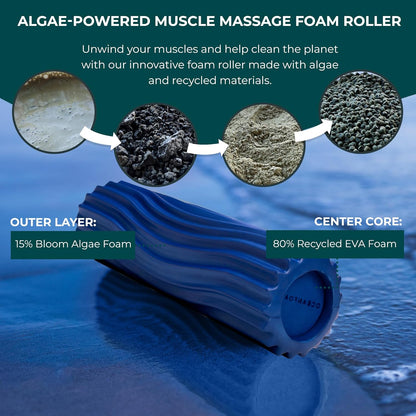 Ripple Travel Foam Roller (11" x 3.35") Firm Mini Foam Roller for Physical Therapy, Deep Tissue Massage, Back Pain - High Density, Ergonomic Wave Textured - Yoga, Pilates, Exercise (Seafoam) - Colors B