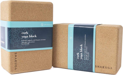 Cork Yoga Block 2 Pack for Pilates, 4'' or 3'' Non-Slip & High Density Blocks for Meditation, Fitness and Stretching, Supportive and Flexibility Brick for Improve Poses Balance
