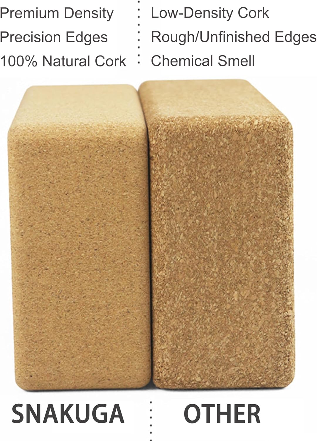 Cork Yoga Block 2 Pack for Pilates, 4'' or 3'' Non-Slip & High Density Blocks for Meditation, Fitness and Stretching, Supportive and Flexibility Brick for Improve Poses Balance