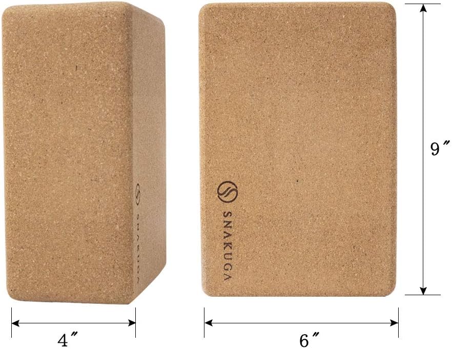 Cork Yoga Block 2 Pack for Pilates, 4'' or 3'' Non-Slip & High Density Blocks for Meditation, Fitness and Stretching, Supportive and Flexibility Brick for Improve Poses Balance