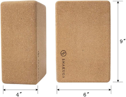 Cork Yoga Block 2 Pack for Pilates, 4'' or 3'' Non-Slip & High Density Blocks for Meditation, Fitness and Stretching, Supportive and Flexibility Brick for Improve Poses Balance