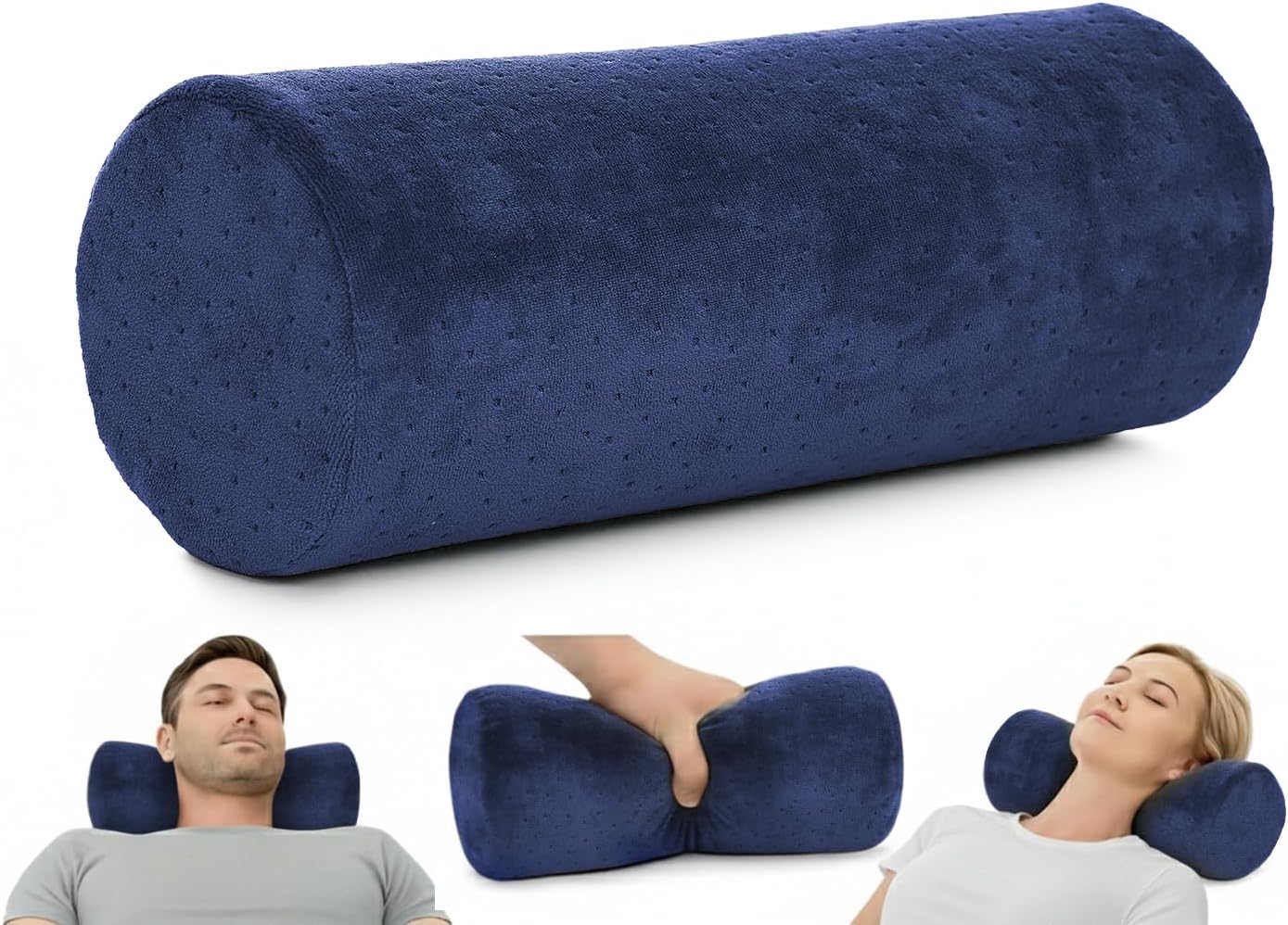 Round Cervical Roll Cylinder Bolster Pillow with Removable Washable Cover, Ergonomically Designed for Head, Neck, Back, and Legs, Grey | 13"X 5"