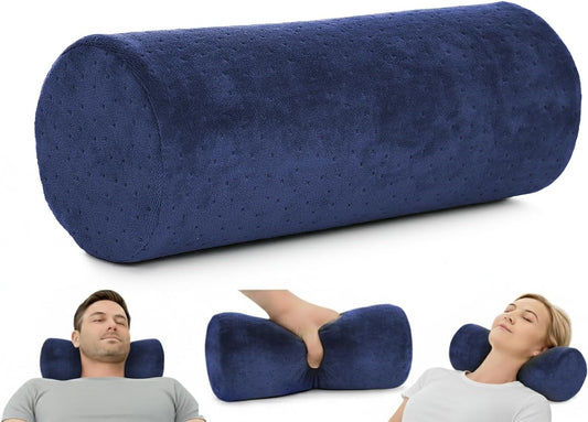 Round Cervical Roll Cylinder Bolster Pillow with Removable Washable Cover, Ergonomically Designed for Head, Neck, Back, and Legs, Grey | 13"X 5"