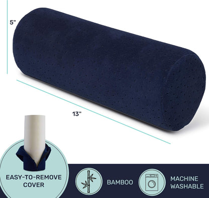 Round Cervical Roll Cylinder Bolster Pillow with Removable Washable Cover, Ergonomically Designed for Head, Neck, Back, and Legs, Grey | 13"X 5"