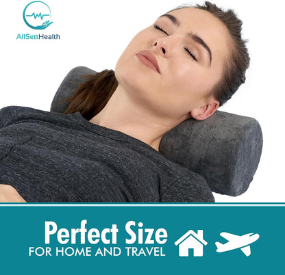 Round Cervical Roll Cylinder Bolster Pillow with Removable Washable Cover, Ergonomically Designed for Head, Neck, Back, and Legs, Grey | 13"X 5"