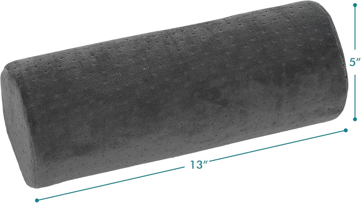 Round Cervical Roll Cylinder Bolster Pillow with Removable Washable Cover, Ergonomically Designed for Head, Neck, Back, and Legs, Grey | 13"X 5"