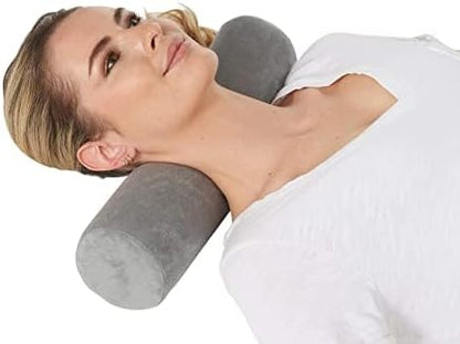 Round Cervical Roll Cylinder Bolster Pillow with Removable Washable Cover, Ergonomically Designed for Head, Neck, Back, and Legs, Grey | 13"X 5"