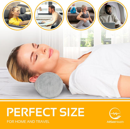 Round Cervical Roll Cylinder Bolster Pillow with Removable Washable Cover, Ergonomically Designed for Head, Neck, Back, and Legs, Grey | 13"X 5"
