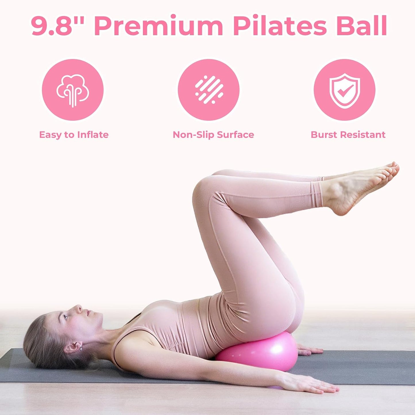 Pilates Ring Set for Home Workout -13'' Pilates Fitness Circle & Ball, Hip Thrust Belt, Resistance Bands, Grip Socks, Bag, Pilates Equipment Kit for Woman, Suitable for Full Body