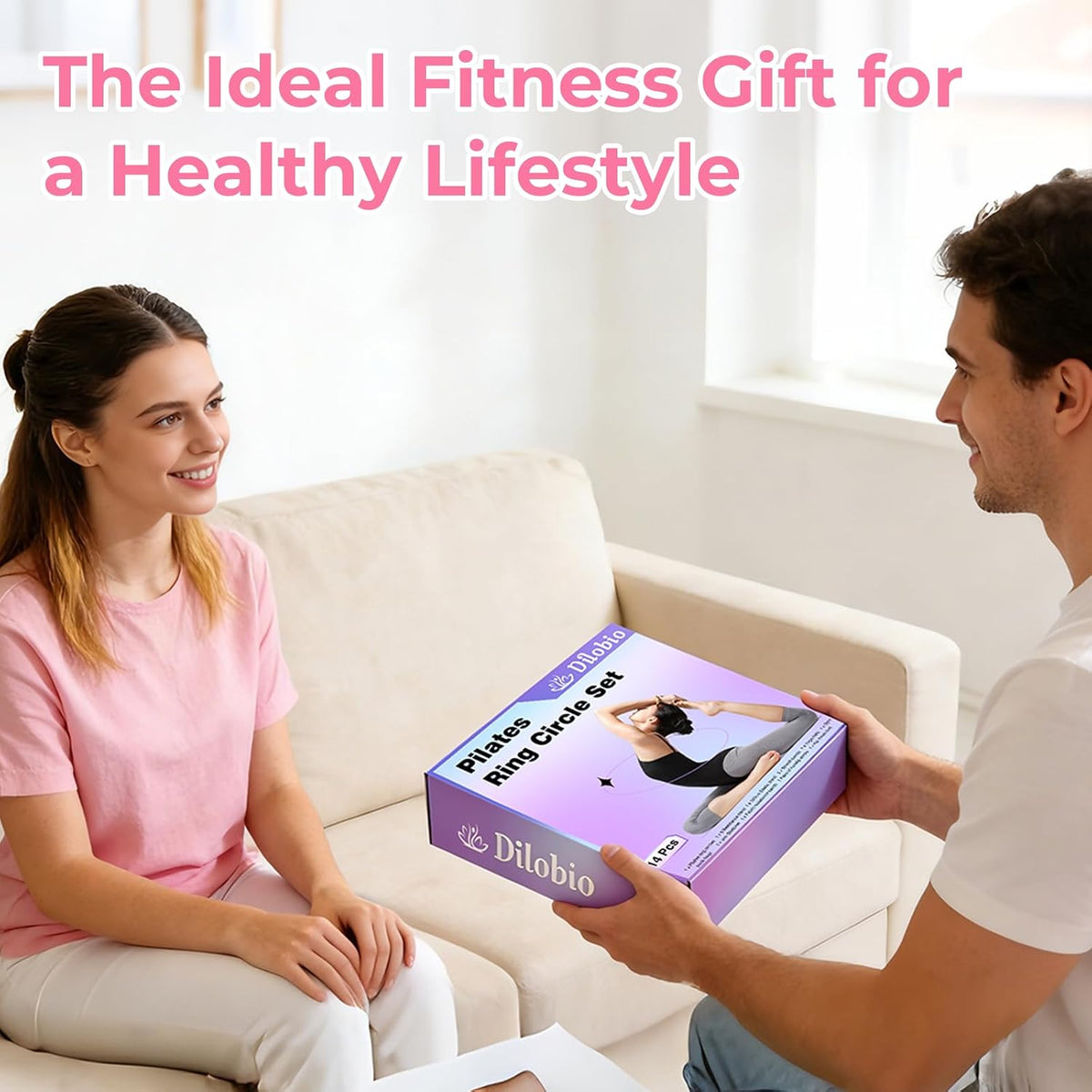 Pilates Ring Set for Home Workout -13'' Pilates Fitness Circle & Ball, Hip Thrust Belt, Resistance Bands, Grip Socks, Bag, Pilates Equipment Kit for Woman, Suitable for Full Body