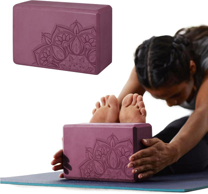 Yoga Block - Supportive Latex-Free Eva Foam - Soft Non-Slip Surface with Beveled Edges for Yoga, Pilates, Meditation