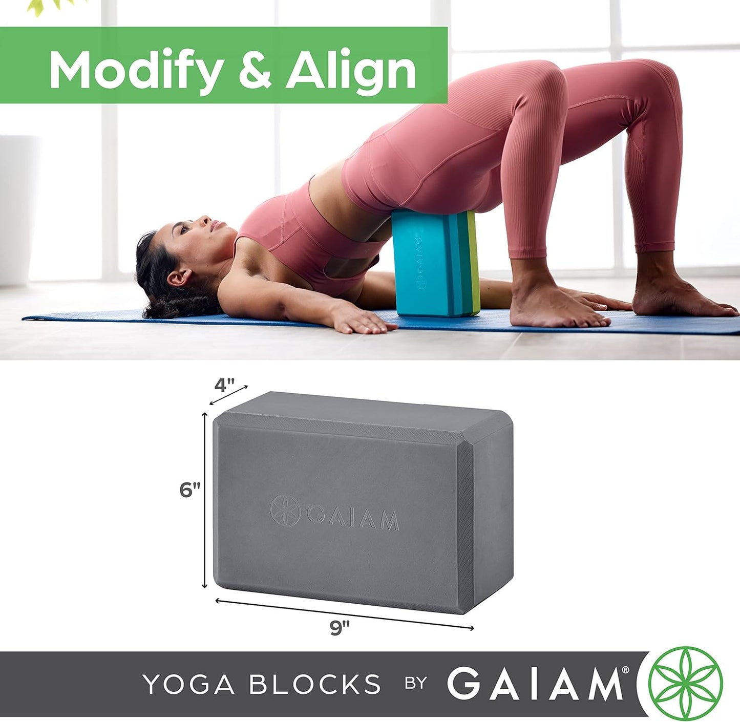Yoga Block - Supportive Latex-Free Eva Foam - Soft Non-Slip Surface with Beveled Edges for Yoga, Pilates, Meditation