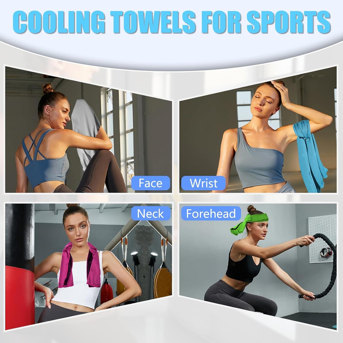 4 Pack Cooling Towels, Soft Breathable Cooling Towels for Neck and Face