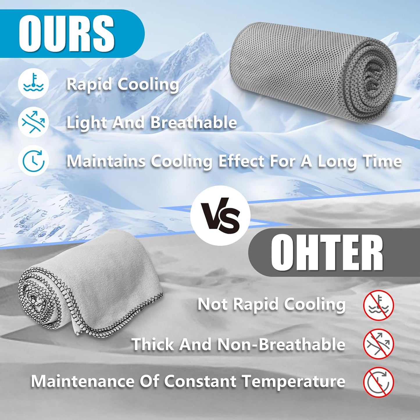 4 Pack Cooling Towels, Soft Breathable Cooling Towels for Neck and Face