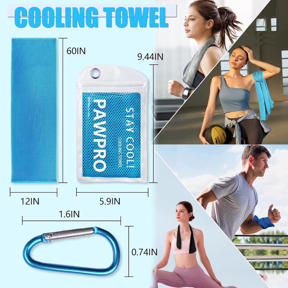 4 Pack Cooling Towels, Soft Breathable Cooling Towels for Neck and Face