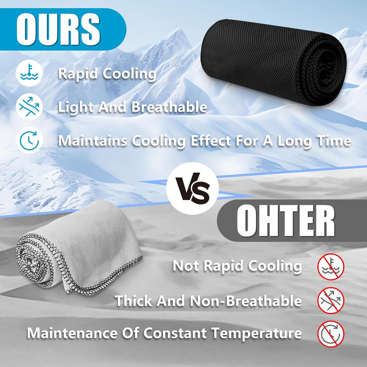 4 Pack Cooling Towels, Soft Breathable Cooling Towels for Neck and Face
