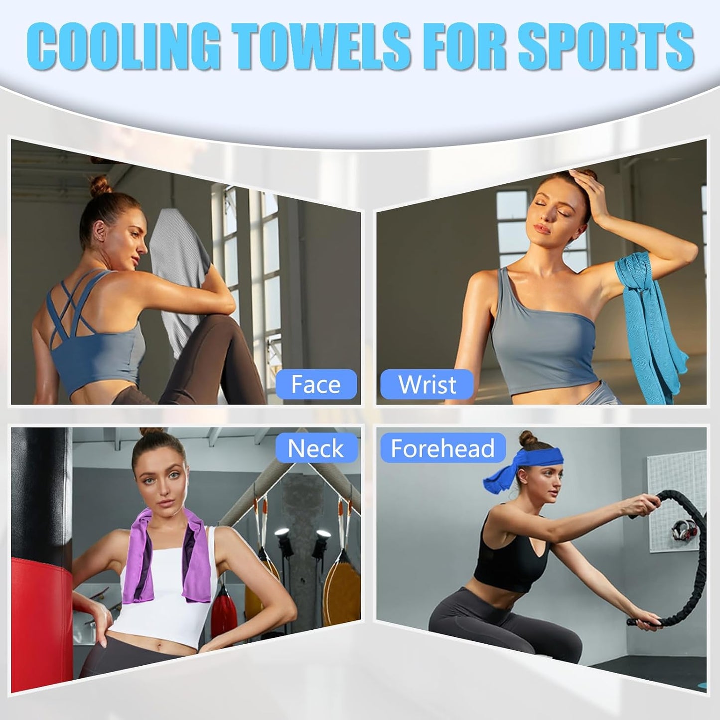 4 Pack Cooling Towels, Soft Breathable Cooling Towels for Neck and Face