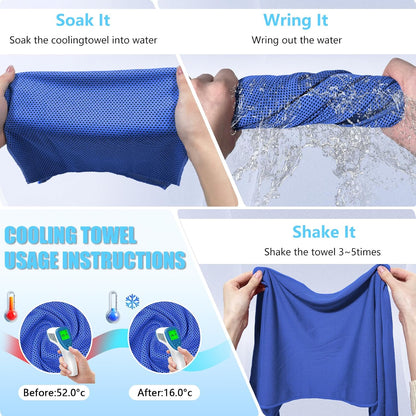 4 Pack Cooling Towels, Soft Breathable Cooling Towels for Neck and Face