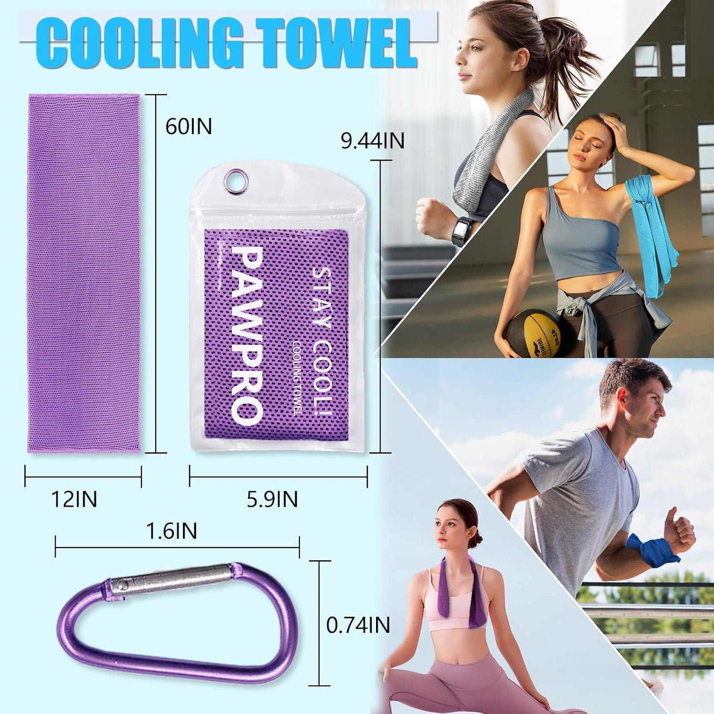 4 Pack Cooling Towels, Soft Breathable Cooling Towels for Neck and Face