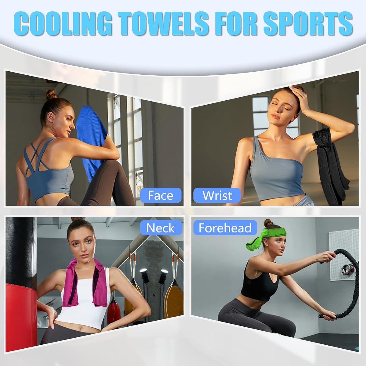 4 Pack Cooling Towels, Soft Breathable Cooling Towels for Neck and Face