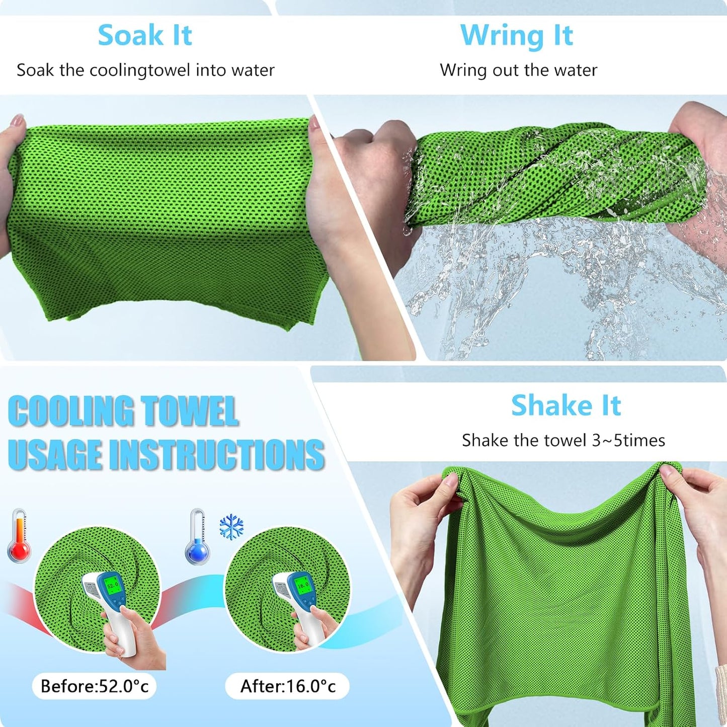 4 Pack Cooling Towels, Soft Breathable Cooling Towels for Neck and Face