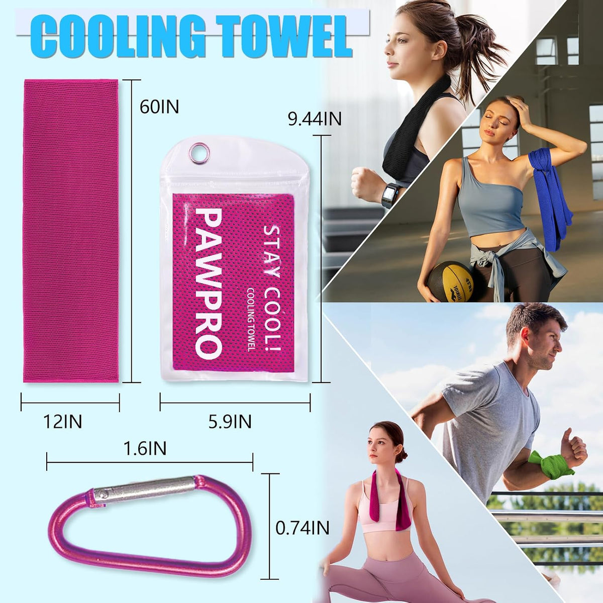 4 Pack Cooling Towels, Soft Breathable Cooling Towels for Neck and Face