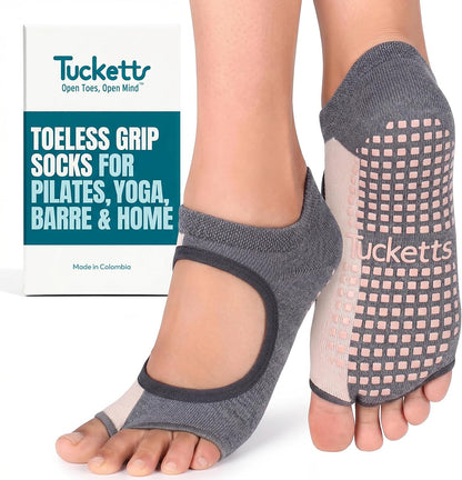 Allegro Toeless Pilates Socks with Grips for Women, Non-Slip Open-Toe Grip Socks, Yoga, Barre, Dance, Reformer, Home