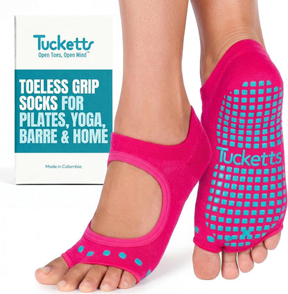 Allegro Toeless Pilates Socks with Grips for Women, Non-Slip Open-Toe Grip Socks, Yoga, Barre, Dance, Reformer, Home