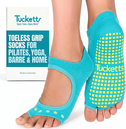 Allegro Toeless Pilates Socks with Grips for Women, Non-Slip Open-Toe Grip Socks, Yoga, Barre, Dance, Reformer, Home