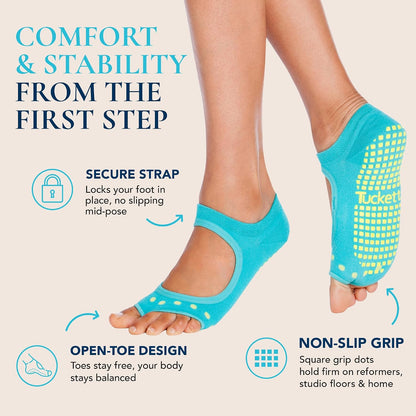 Allegro Toeless Pilates Socks with Grips for Women, Non-Slip Open-Toe Grip Socks, Yoga, Barre, Dance, Reformer, Home