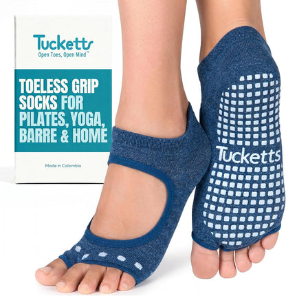 Allegro Toeless Pilates Socks with Grips for Women, Non-Slip Open-Toe Grip Socks, Yoga, Barre, Dance, Reformer, Home
