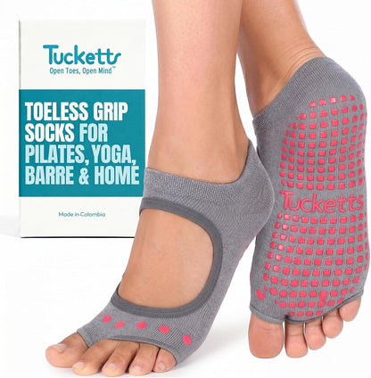 Allegro Toeless Pilates Socks with Grips for Women, Non-Slip Open-Toe Grip Socks, Yoga, Barre, Dance, Reformer, Home
