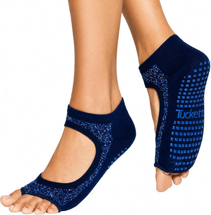 Allegro Toeless Pilates Socks with Grips for Women, Non-Slip Open-Toe Grip Socks, Yoga, Barre, Dance, Reformer, Home
