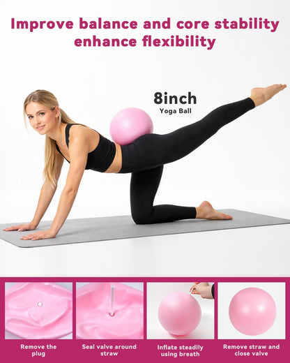 lucdnc Pilates Kit for Home,24 pcs Workouts Sets for Women 14”Pilates Circles 8" Yoga Ball, Resistance Band for Ankle,Back,Legs,Glutes,Pilates Equipment Ideal for Home Gym & Travel Fitness Essentials