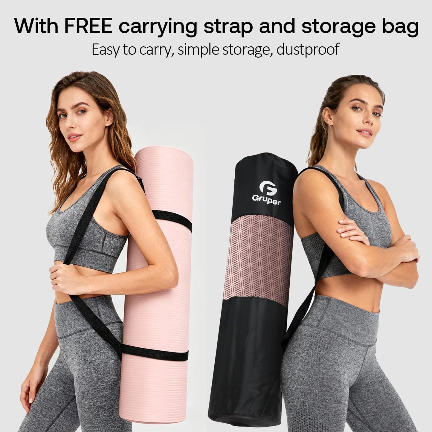 Yoga Mat Non Slip NBR Extra Thick Yoga Mat, 72"L x 32"/24"W x 0.6"/0.4"TH (185cm x 80cm/61cm x 15mm/10mm), Anti-Tear Exercise Mat with Carrying Strap and Bag, Workout Mats for Yoga, Pilates