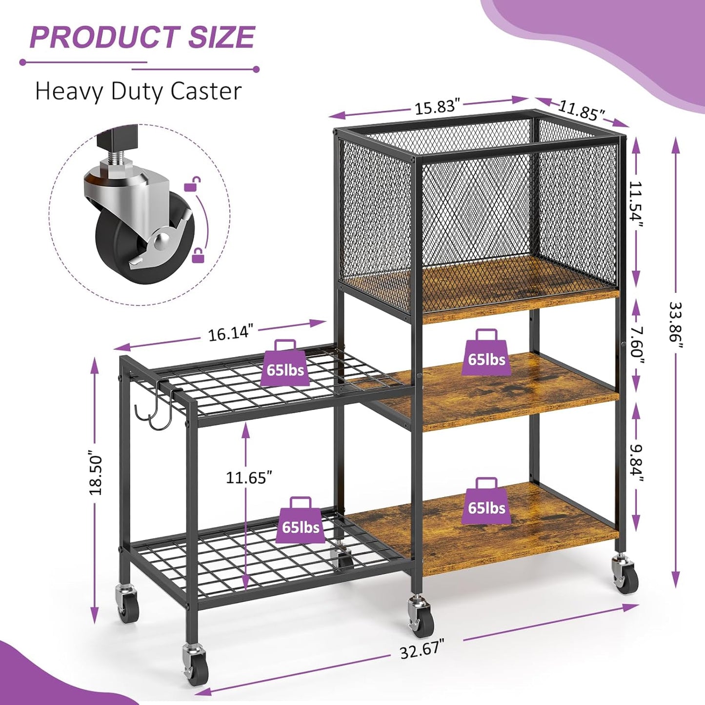 Dumbbell Rack, Yoga Mat Storage Holder, Home Gym Storage Rack, Workout Equipment Storage Organizer, Weight Storage Holder Rack with Hooks and Wheels