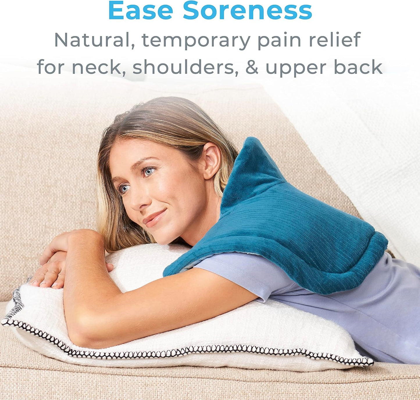 PureRelief Neck & Shoulder Heating Pad - 4 Heat Settings, Auto Shut-Off, Universal Fit, Magnet Closure, Soft Micromink, Storage Bag, 5-Year Warranty, Machine Wash (Turquoise Blue)