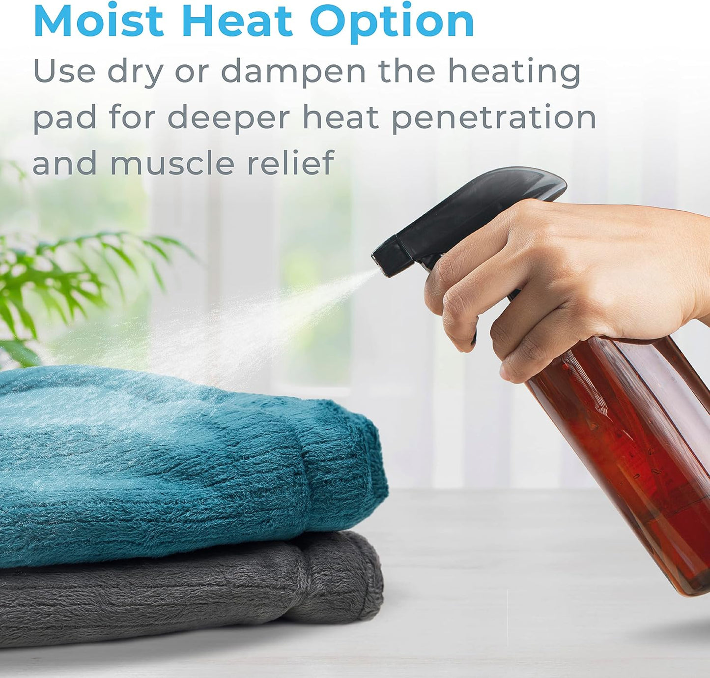 PureRelief Neck & Shoulder Heating Pad - 4 Heat Settings, Auto Shut-Off, Universal Fit, Magnet Closure, Soft Micromink, Storage Bag, 5-Year Warranty, Machine Wash (Turquoise Blue)