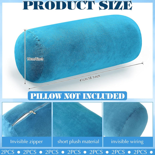 2 Pcs Neck Roll Pillow Case, 16 X 6 Inch Short Plush Gray