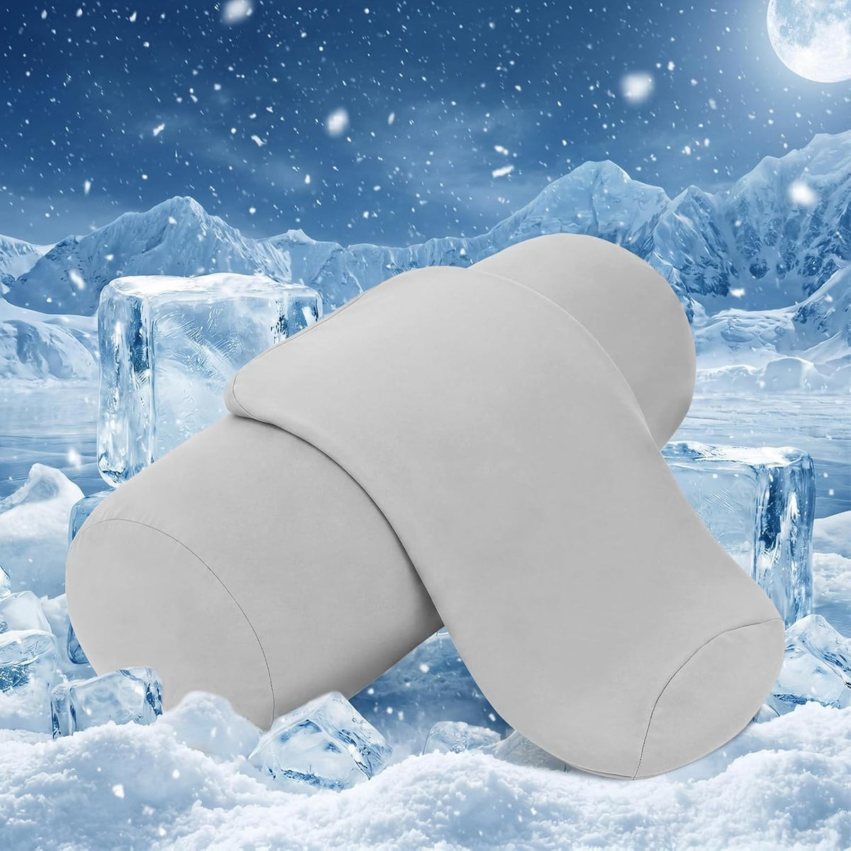 2 Pcs Neck Roll Pillow Case, 16 X 6 Inch Short Plush Gray