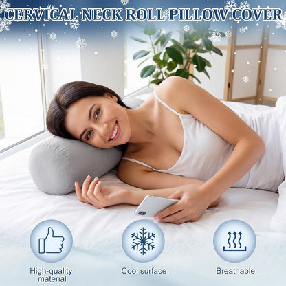 2 Pcs Neck Roll Pillow Case, 16 X 6 Inch Short Plush Gray