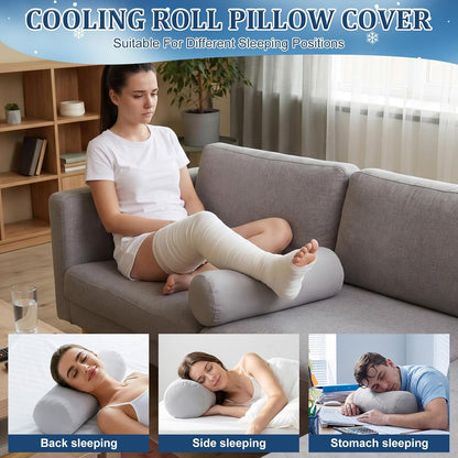 2 Pcs Neck Roll Pillow Case, 16 X 6 Inch Short Plush Gray