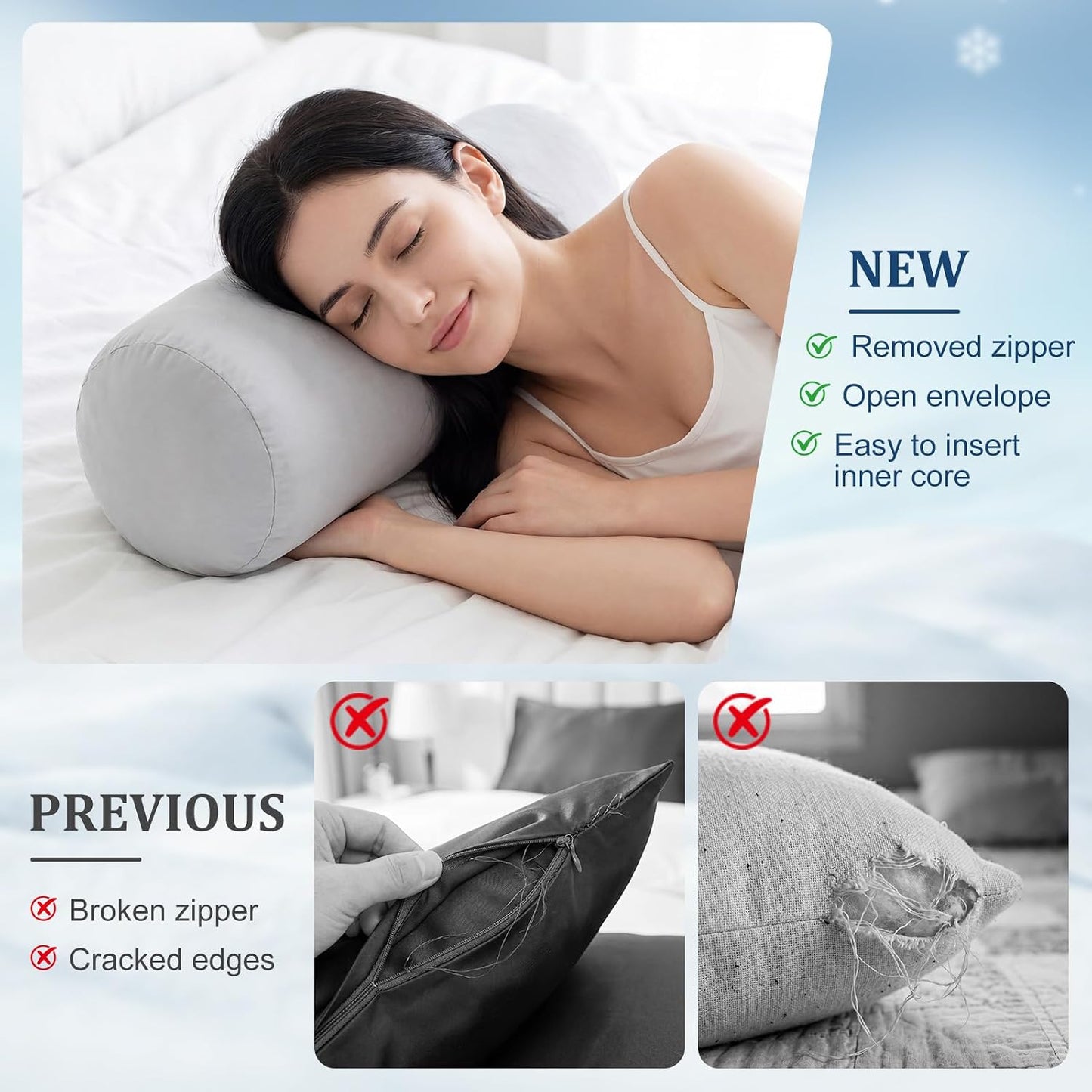 2 Pcs Neck Roll Pillow Case, 16 X 6 Inch Short Plush Gray