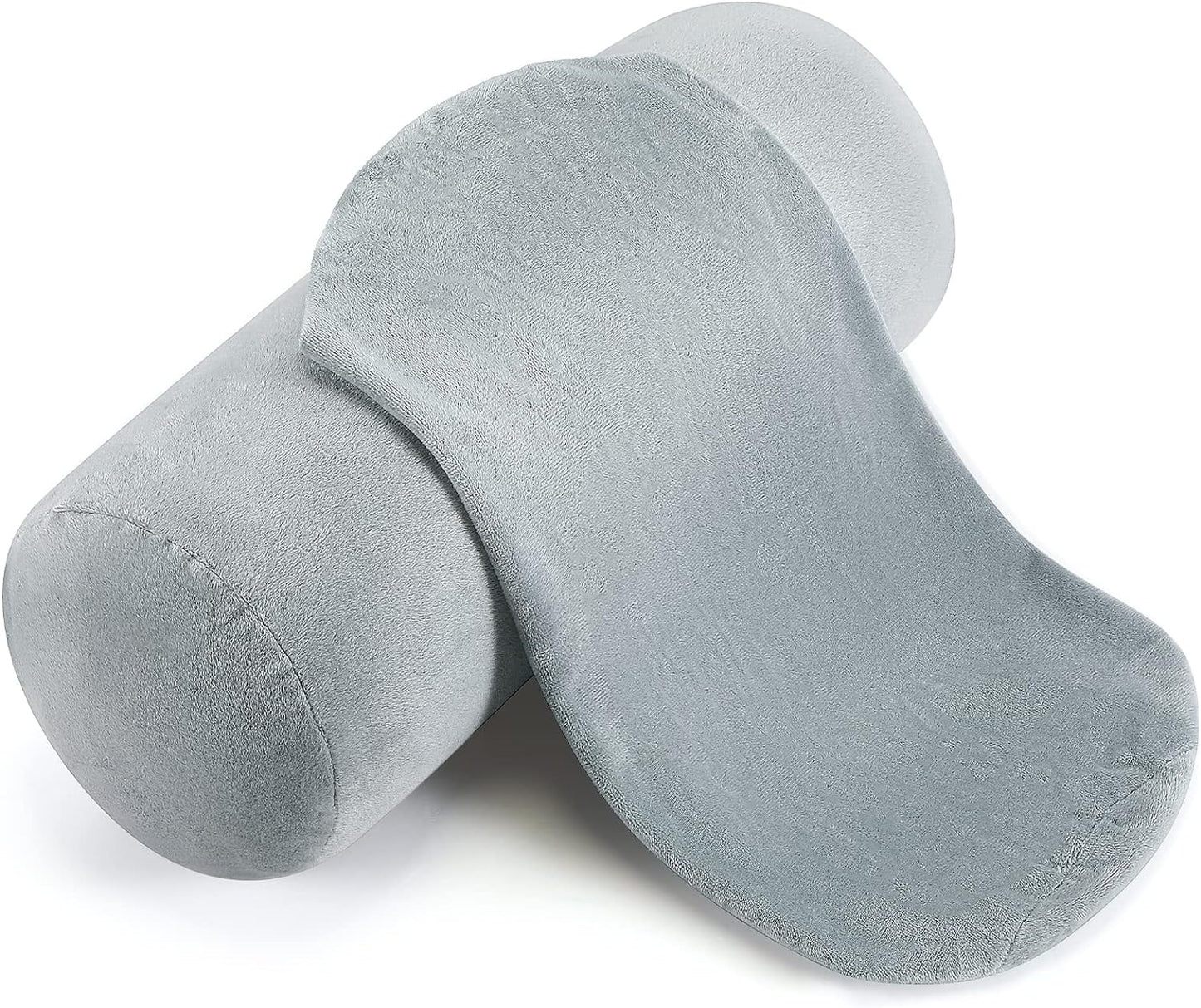 2 Pcs Neck Roll Pillow Case, 16 X 6 Inch Short Plush Gray