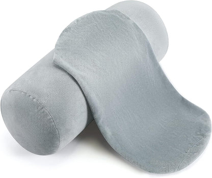 2 Pcs Neck Roll Pillow Case, 16 X 6 Inch Short Plush Gray