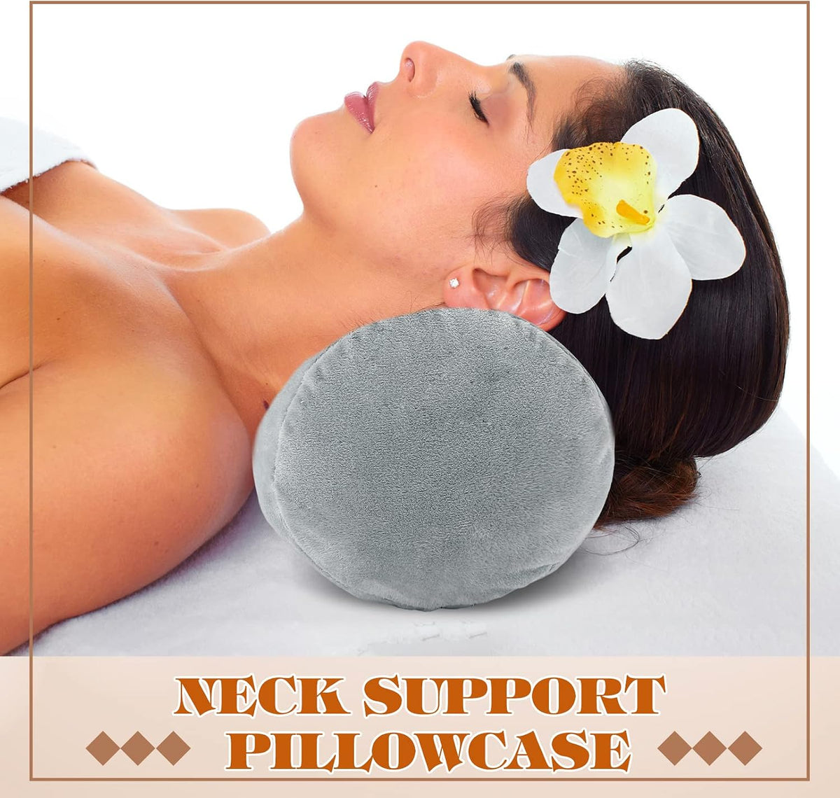 2 Pcs Neck Roll Pillow Case, 16 X 6 Inch Short Plush Gray