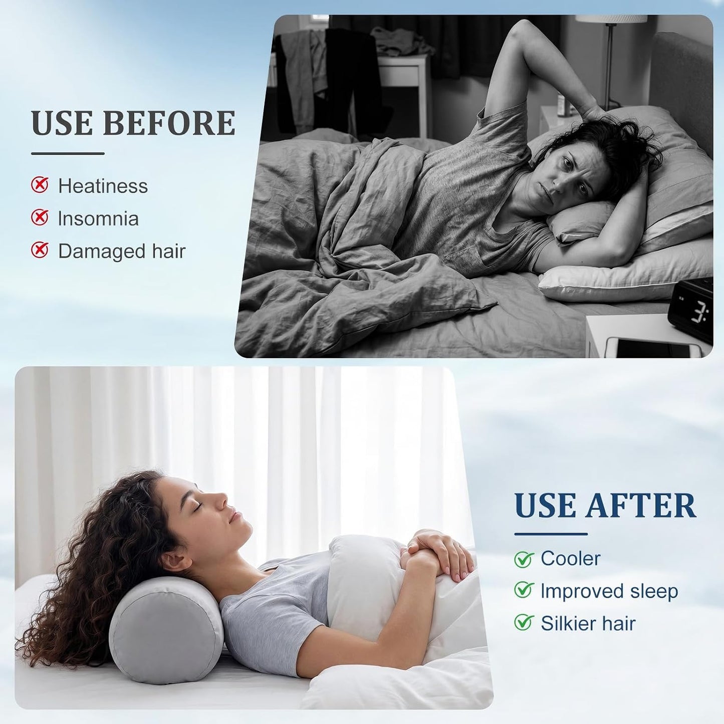 2 Pcs Neck Roll Pillow Case, 16 X 6 Inch Short Plush Gray