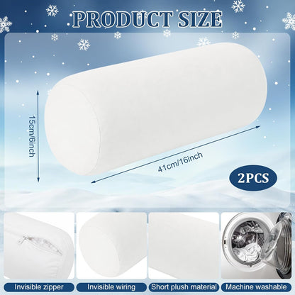 2 Pcs Neck Roll Pillow Case, 16 X 6 Inch Short Plush Gray